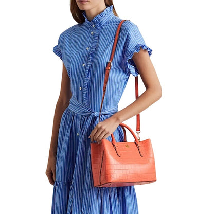 Lauren Ralph Lauren Embossed Leather Medium Marcy Portside Coral