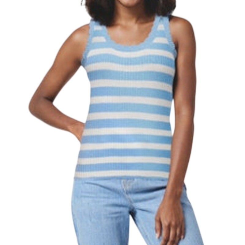 Three Dots Women's Sleeveless Knit Top in Little Boy Blue Colette Stripe