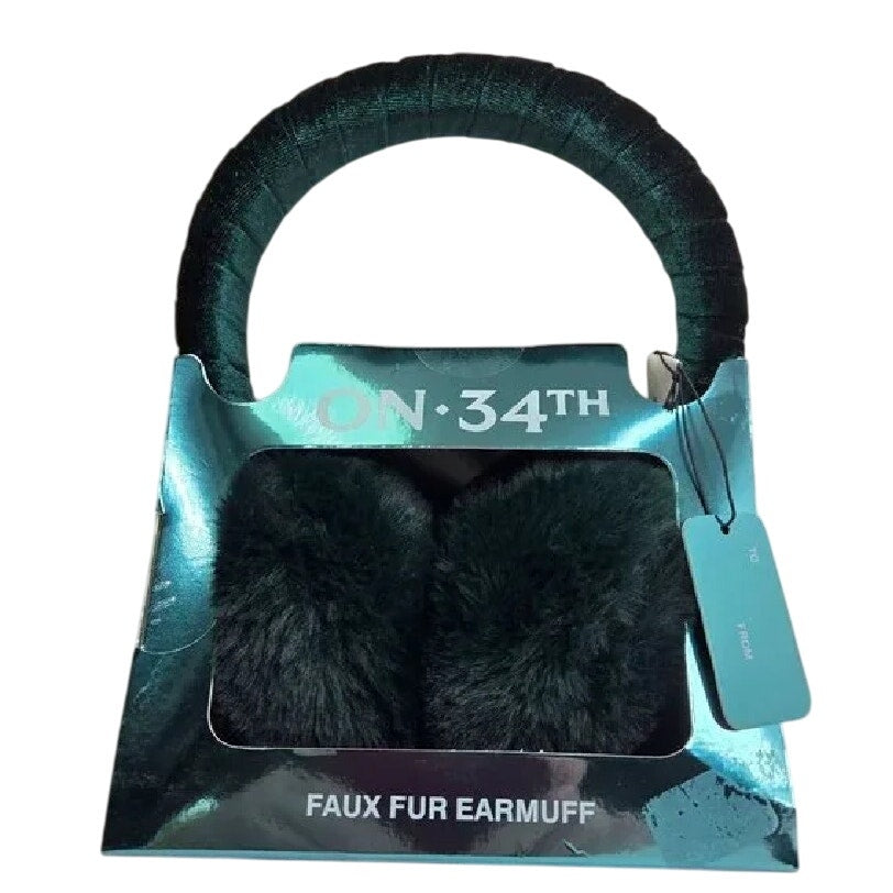 On 34th Women's Faux-Fur Earmuffs Boxed Gift in Dark Green