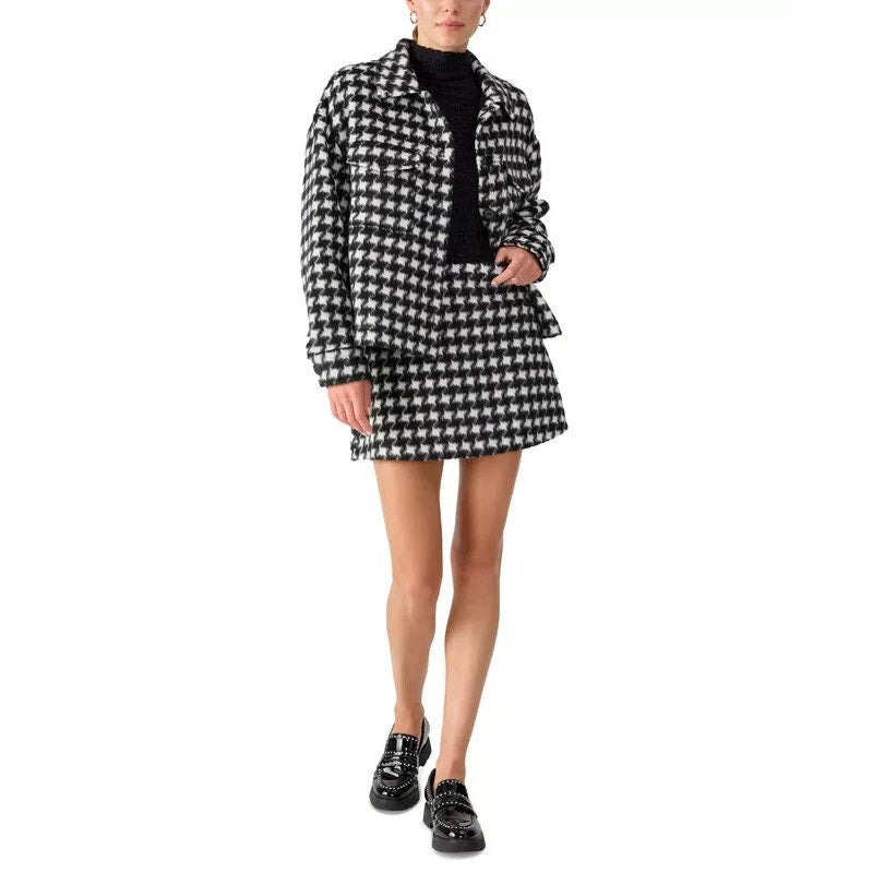 Sanctuary Women's Brushed Houndstooth Shacket In Black White