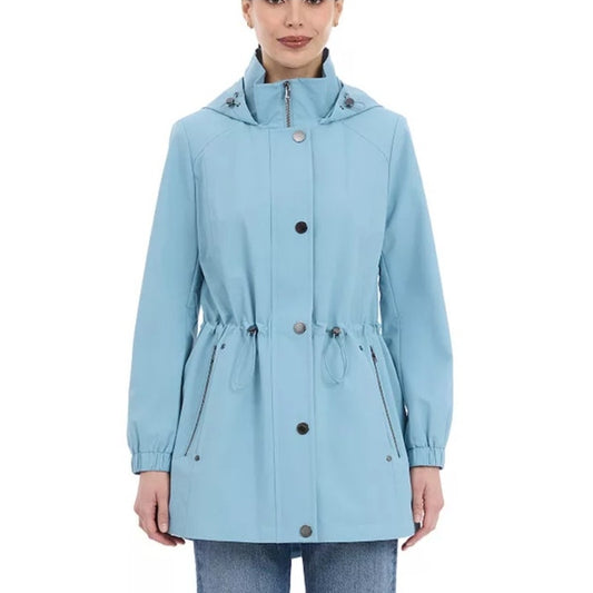 London Fog Women's Hooded Jacket in Moonstone Blue