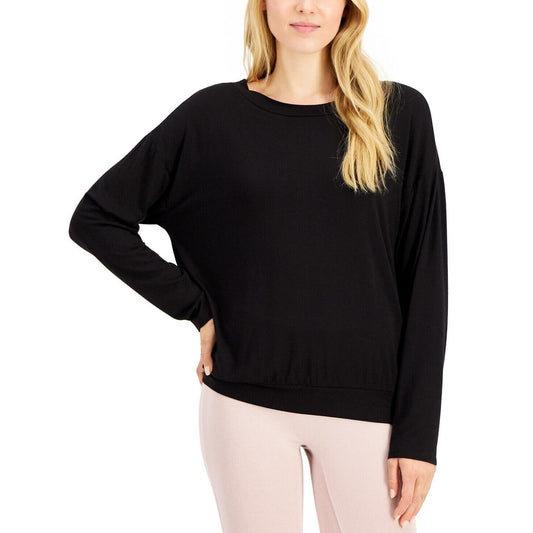 Alfani Women's Super Soft Modal Long-Sleeve Sleep Top In Classic Black