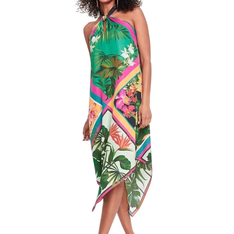 INC International Concepts Women's Printed Halter Dress, Tropical Scarf