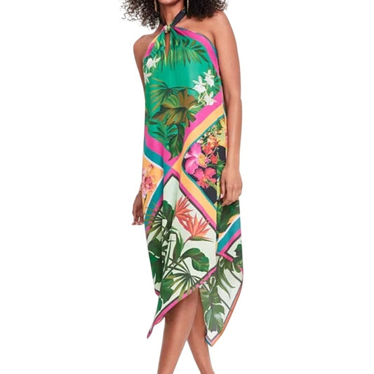 INC International Concepts Women's Printed Halter Dress, Tropical Scarf