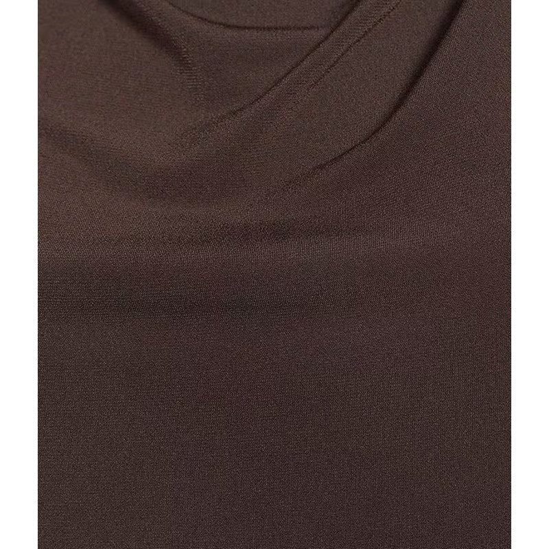 Calvin Klein Sleeveless Jersey Mesh Cowlneck Top in Toasted Sumac Brown