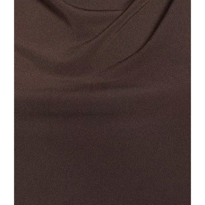 Calvin Klein Sleeveless Jersey Mesh Cowlneck Top in Toasted Sumac Brown