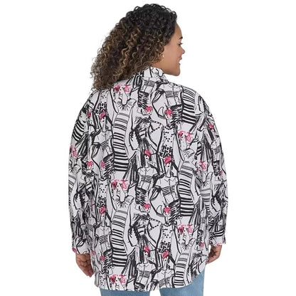 Karl Lagerfeld Paris Women’s Plus Size Printed Collared Button-Front Shirt