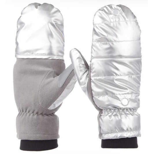 Isotoner Signature Women's Sleek Finger-Flip Touchscreen Mittens in Silver, L/XL