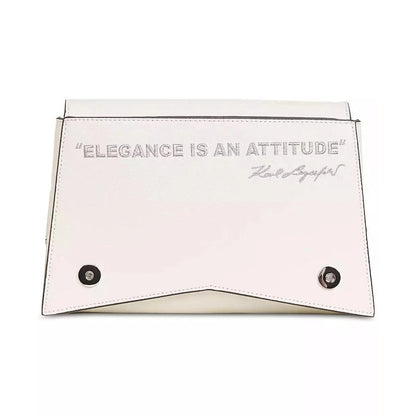 KARL LAGERFELD PARIS Tropez Small Leather Satchel in Winter White