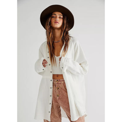 Free People Summer Daydream Button Down in White