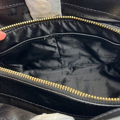 DKNY Black Leather “Bobi” Satchel Bag w/ Blue Keyring, Removable Strap, NWT!