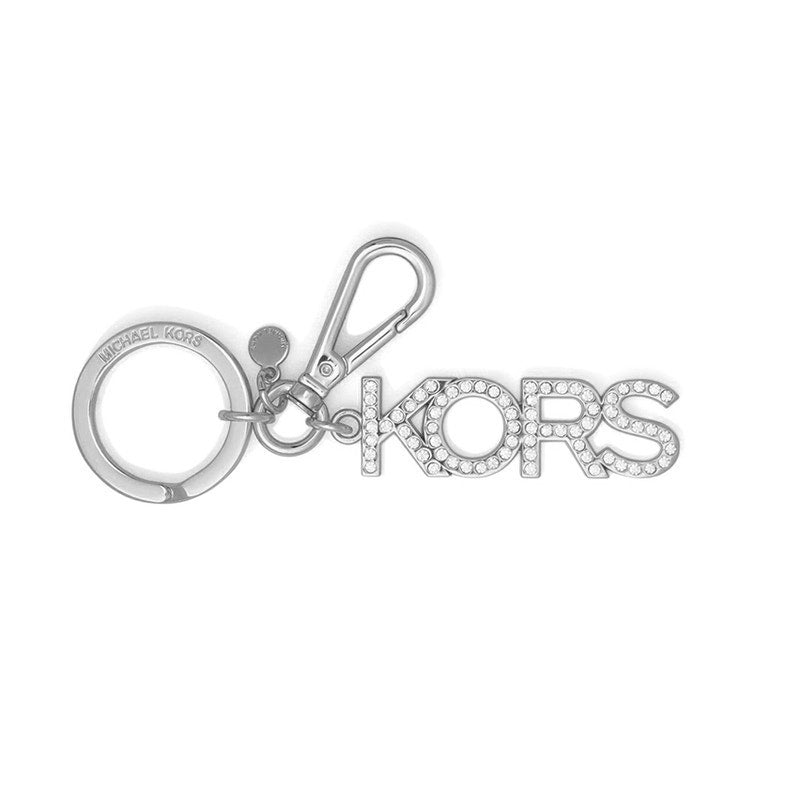 MICHAEL KORS Silver Signature Rhinestone Jewel Key Fob Keychain, NWT