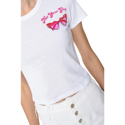 HUGO by Hugo Boss Women's Cotton Cropped Top in Graphic White