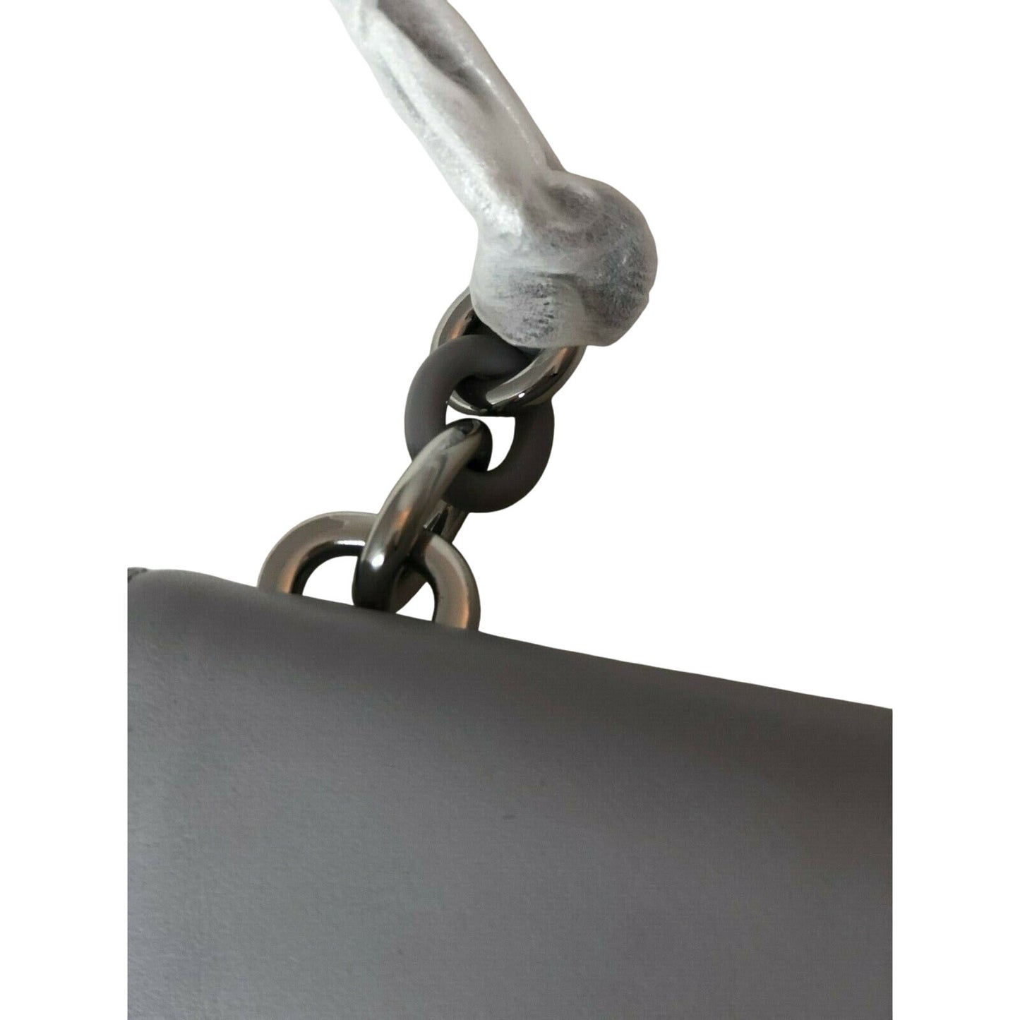 MICHAEL KORS Gray Leather "Cynthia" Shoulder Bag, Flap Closure