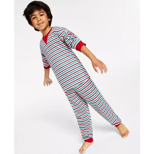 Family Pajamas Matching Kids Holiday Stripe Bright White