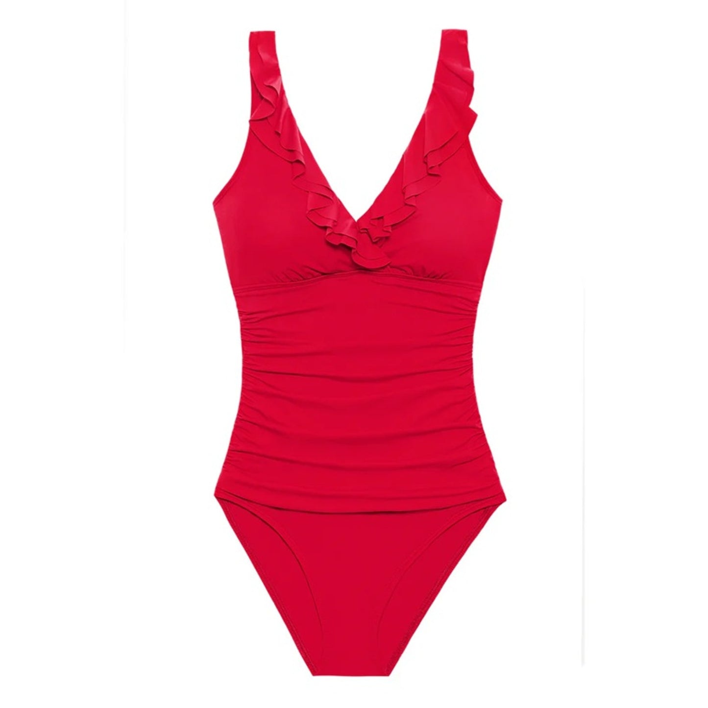 Lauren Ralph Lauren Women's Ruffle One Piece Swimsuit In Red