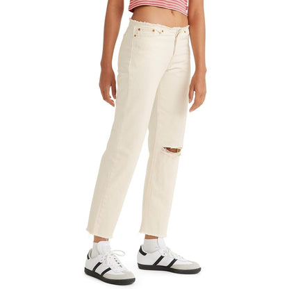 Levi's Women's Released Hem Wedgie Straight Leg Jeans in Flow Style Cream, 28.