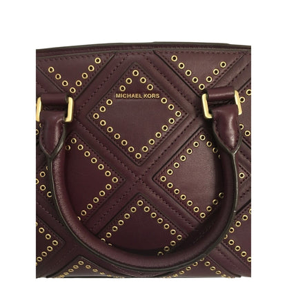 MICHAEL KORS, Diamond Grommet Selma Satchel, Plum/Gold, Leather