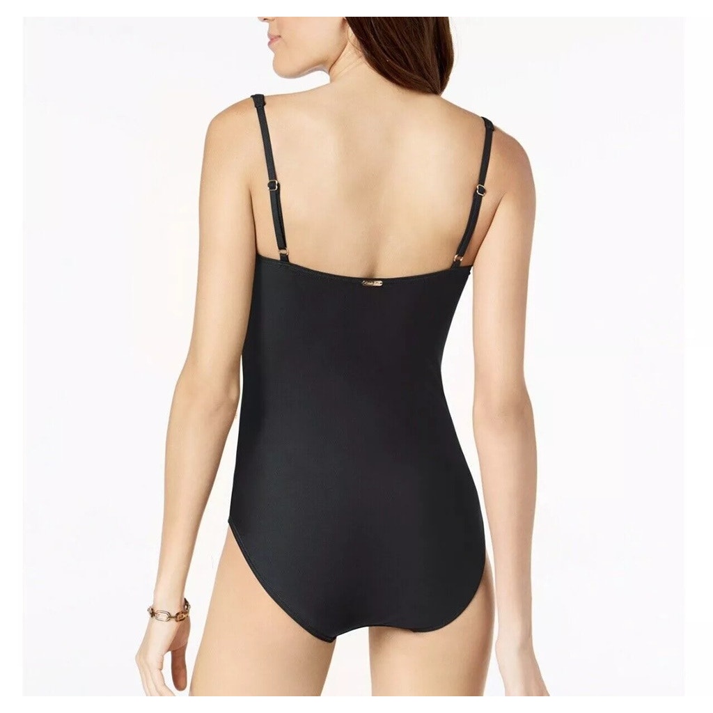 Calvin Klein Ruched-Panel One-Piece Swimsuit In Black