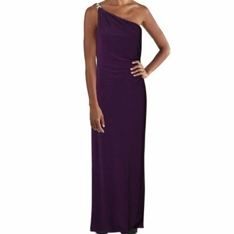 Lauren Ralph Lauren Ladies Purple & Silver One Shoulder Evening Gown, Size 8