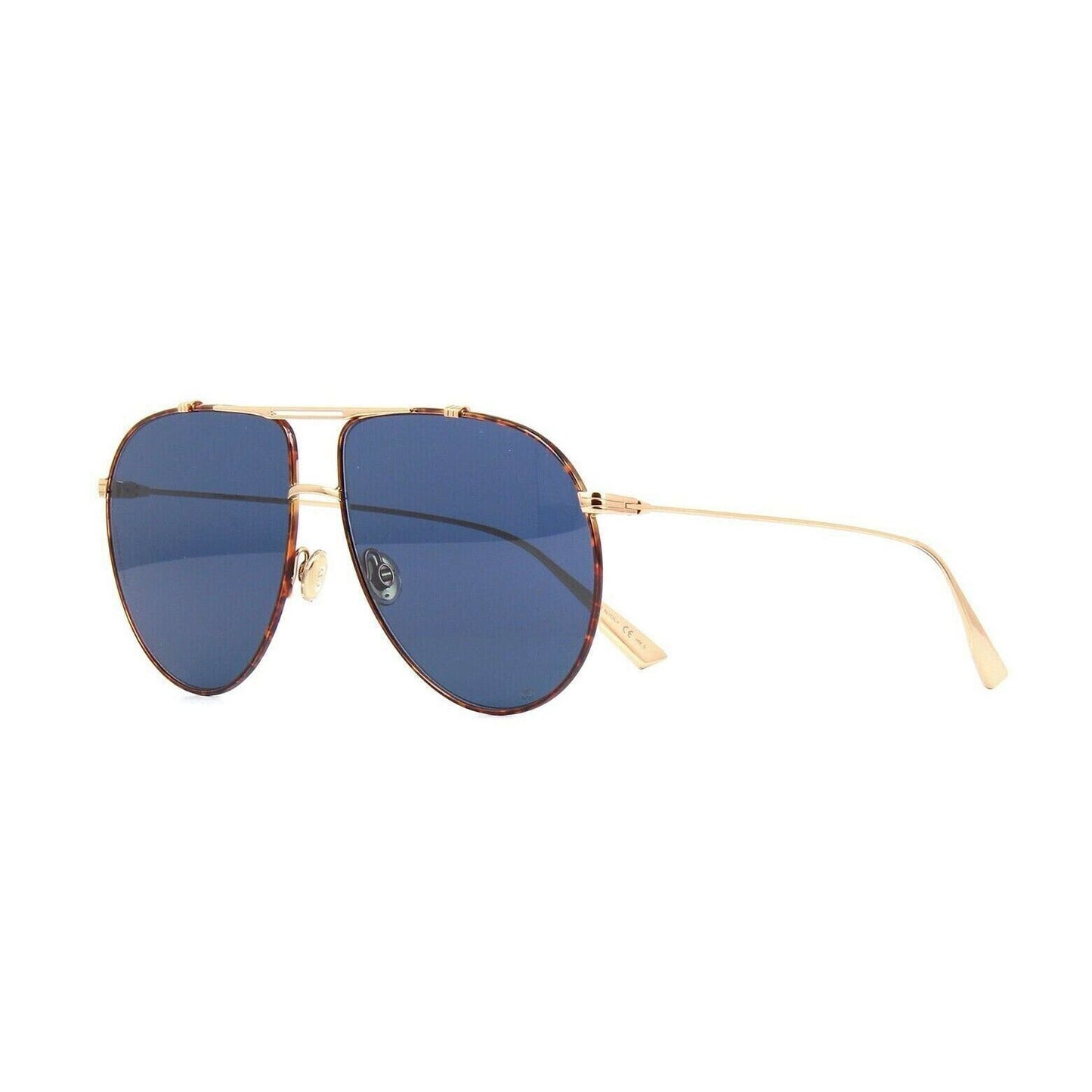 Dior Gold Havana Wire Frame Sunglasses w/ Blue Lenses, “Monsieur 1”