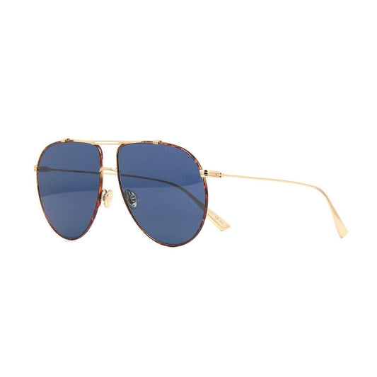 Dior Gold Havana Wire Frame Sunglasses w/ Blue Lenses, “Monsieur 1”