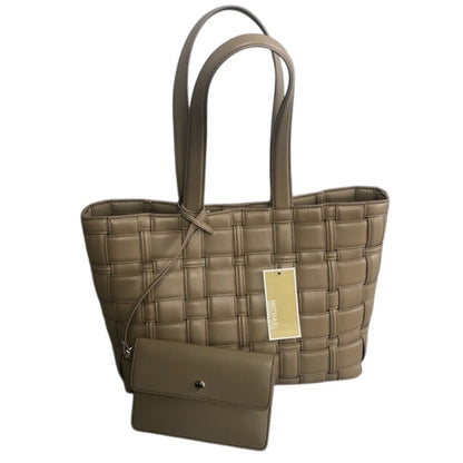 Michael Kors Camel “Ivy” Woven Tote Bag, Vegan Faux Leather, NWT