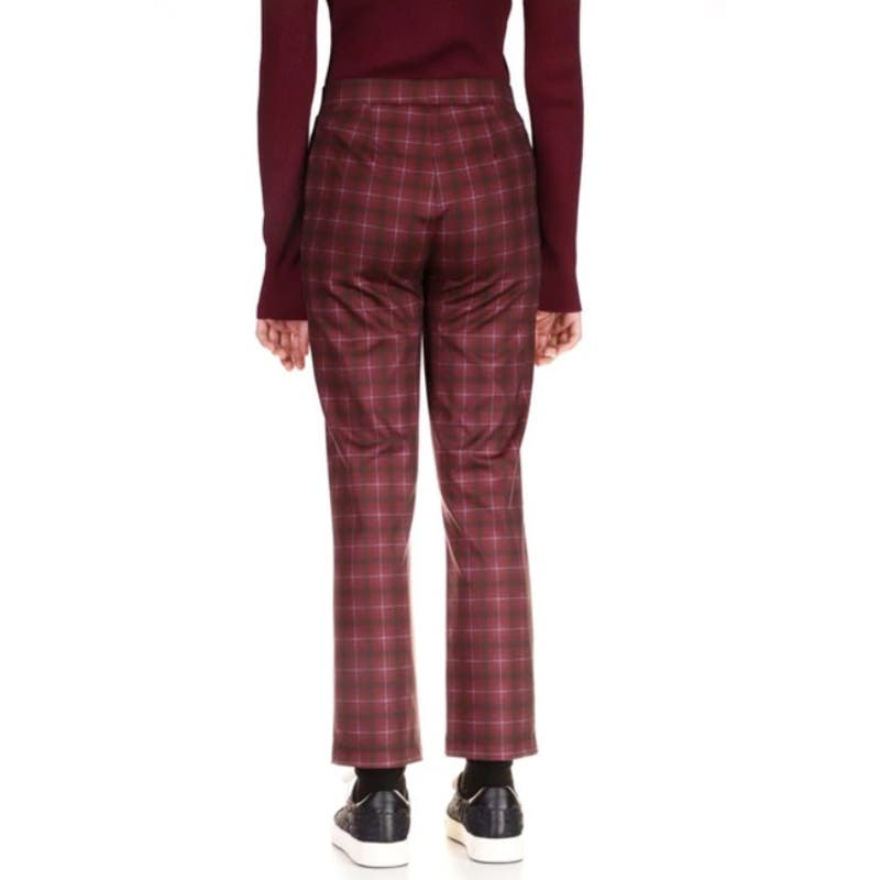 SANCTUARY Carnaby Cotton Plaid Kick Crop Pants In Sangria Plaid, Size Large