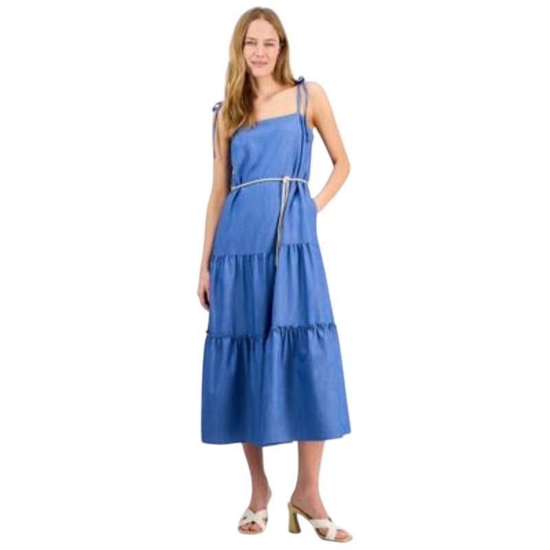 Julia Jordan Women's Sleeveless Tie-Shoulder Midi Dress in Blue