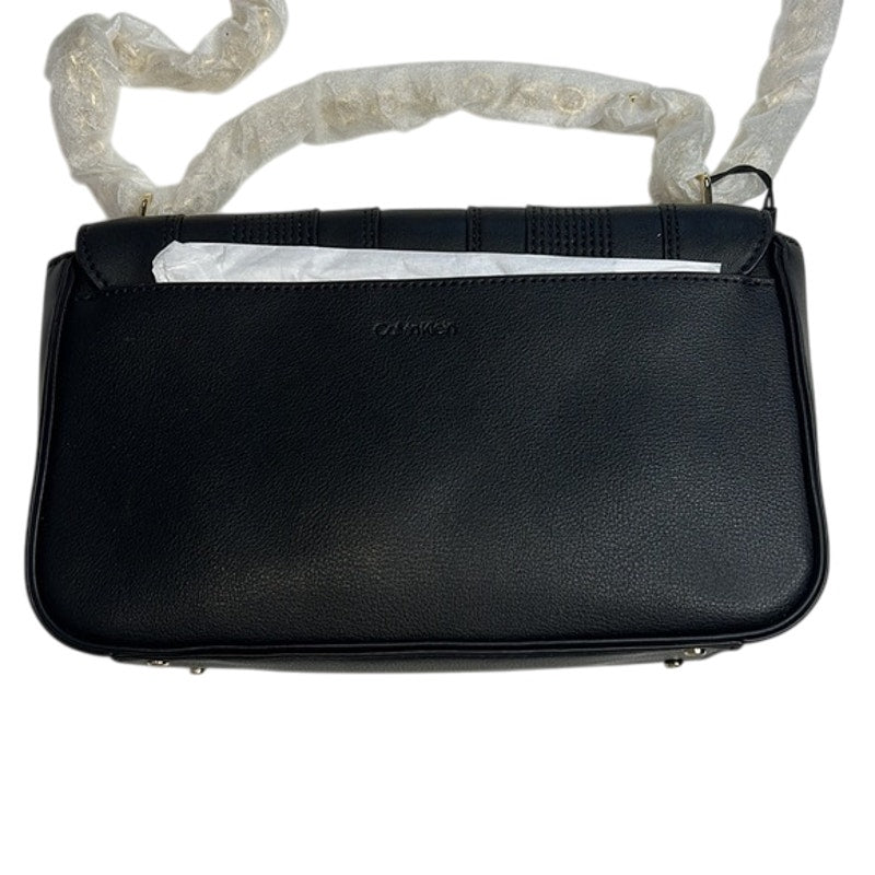 Calvin Klein Black Linear Quilted Leather Crossbody Bag, Gold Hardware, NWT