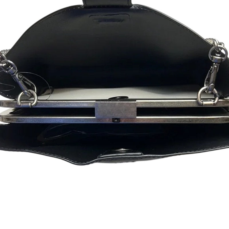 DKNY Farrah Leather Bucket Bag, White & Black Dual Tone Snap Closure Bag