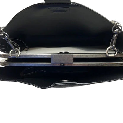 DKNY Farrah Leather Bucket Bag, White & Black Dual Tone Snap Closure Bag