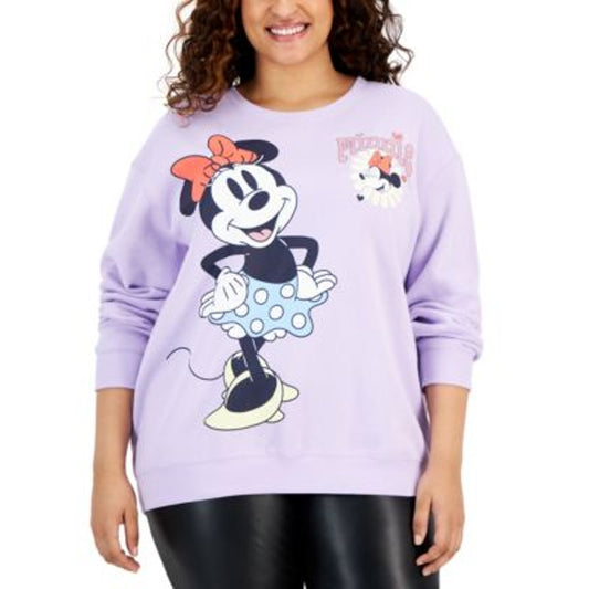 Disney Juniors Trendy Plus Size Minnie Mouse Sweater in Pastel Lilac