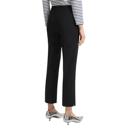 Theory Pintuck Straight-Leg Tailored Crepe Pants Black
