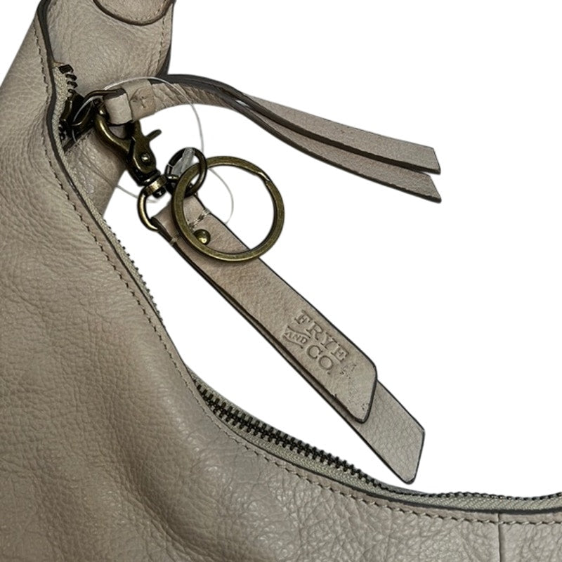 FRYE Light Tan Beige Pebbled Leather Hobo Bag, Flower Eyelet Details, NWT!