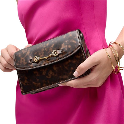 Sam Edelman "Loraine" Small Box Crossbody in Brown Black Tortoise Print