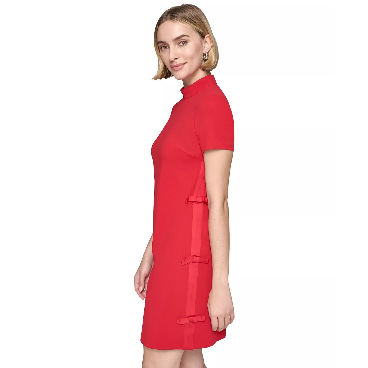 KARL LAGERFELD PARIS Women's Plus Size Bow-Trim Sheath Dress in Red