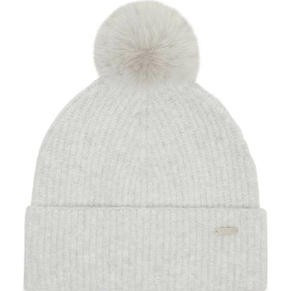 Steve Madden Beanie Faux Fur Pom Pom in Heather Gray