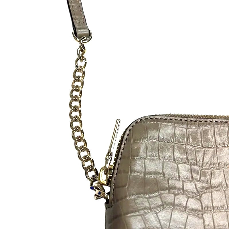 DKNY Tan Alligator Print Leather Crossbody Bag, Gold Hardware