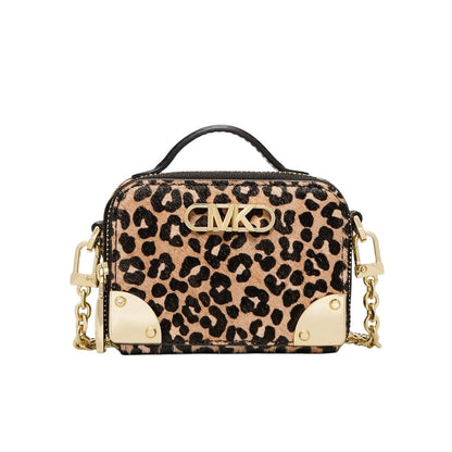MICHAEL Michael Kors "Estelle" Micro Leather Trunk Crossbody Bag in Leopard Tan