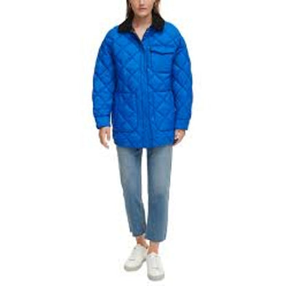 Calvin Klein Jeans Women's Reversible Quilted Barn Lapis Blue & Black Coat