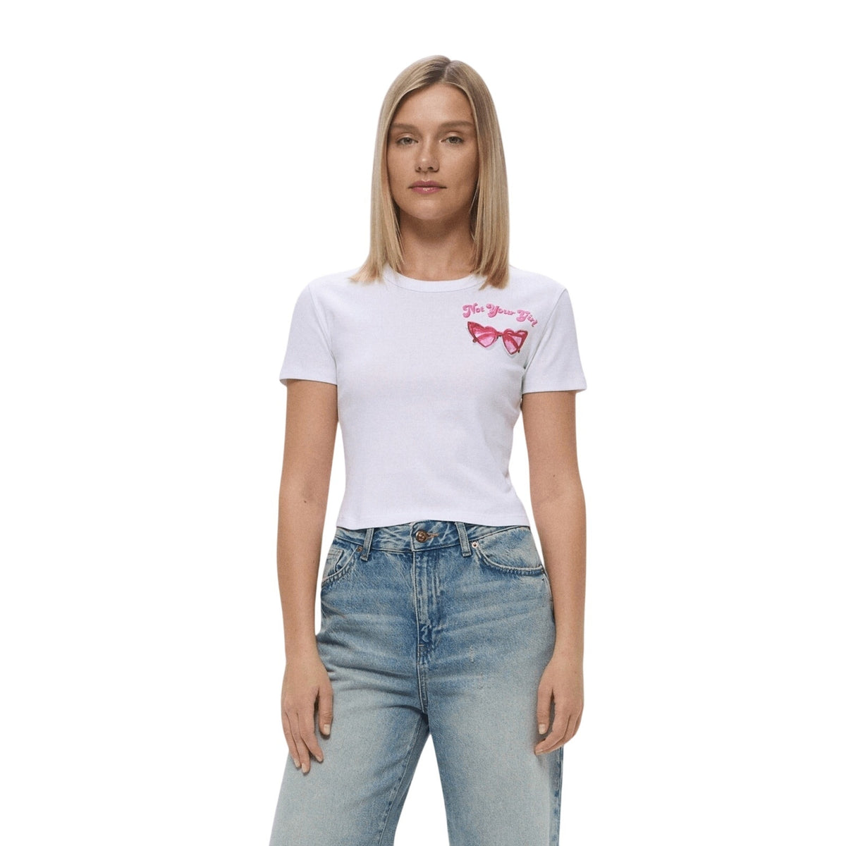 HUGO by Hugo Boss Women's Cotton Cropped Top in Graphic White
