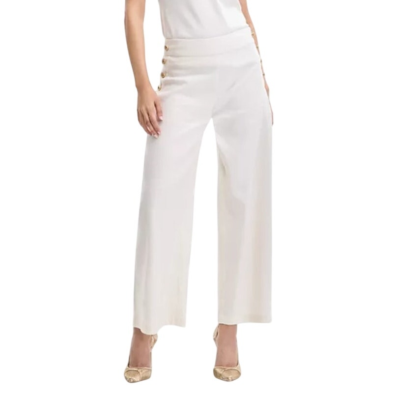 INC International Concepts Women's Button-Trim Wide-Leg Pants in Vintage Cream