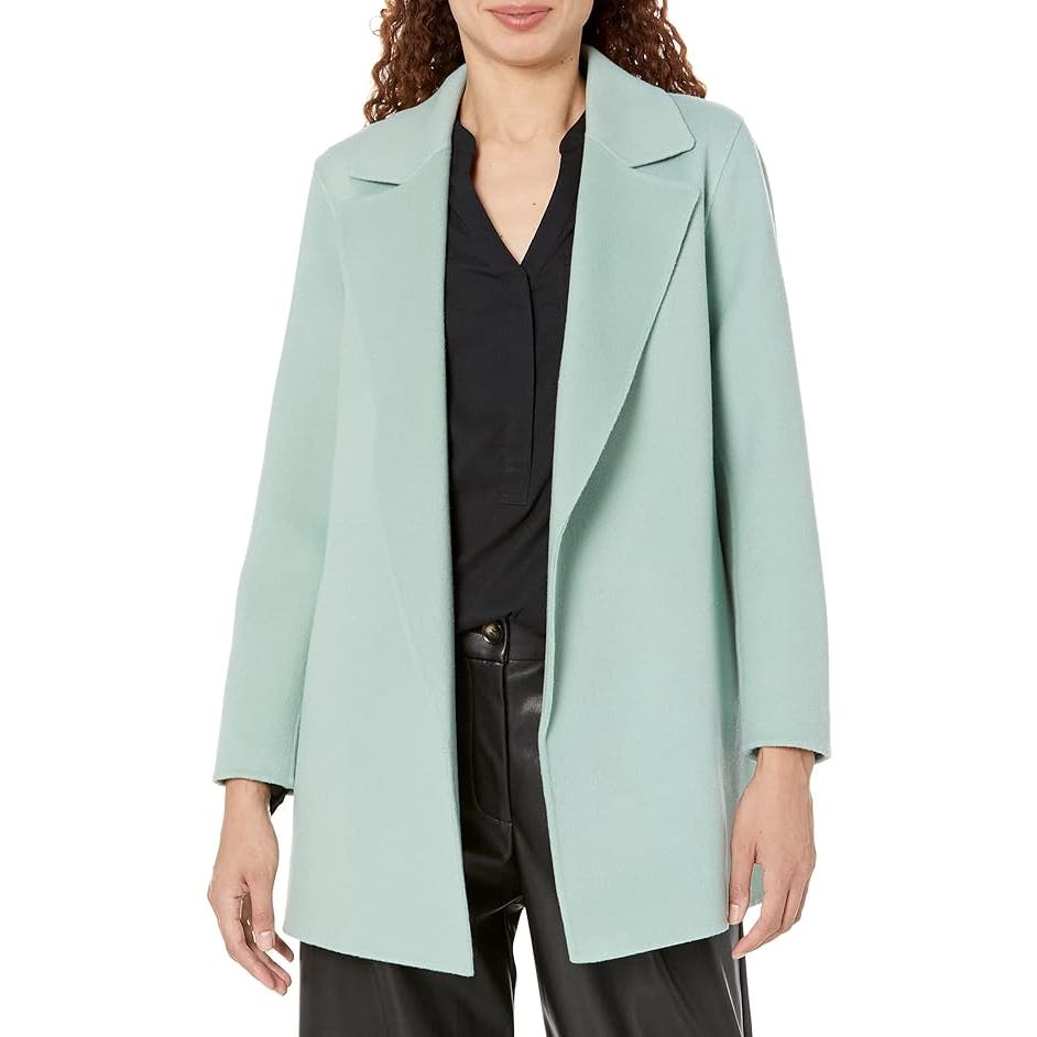 THEORY Clairene Jacket in Double-Face Wool-Cashmere in Silver Mint, Size XXL