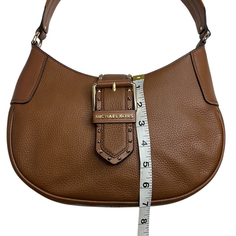 Michael Kors “Lillian” Small Brown Pebbled Leather Shoulder Bag, Gold Hardware