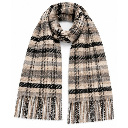 C By Bloomindales Cashmere Tweed Plaid Cashmere Scarf in Grey Neutrals