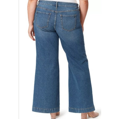 Jessica Simpson Trendy Plus Size "True Love" Wide Leg Jeans in Sia Blue Wash