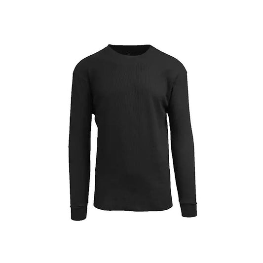 Blue Ice Men's Waffle Knit Thermal Shirt In Black, Size Medium