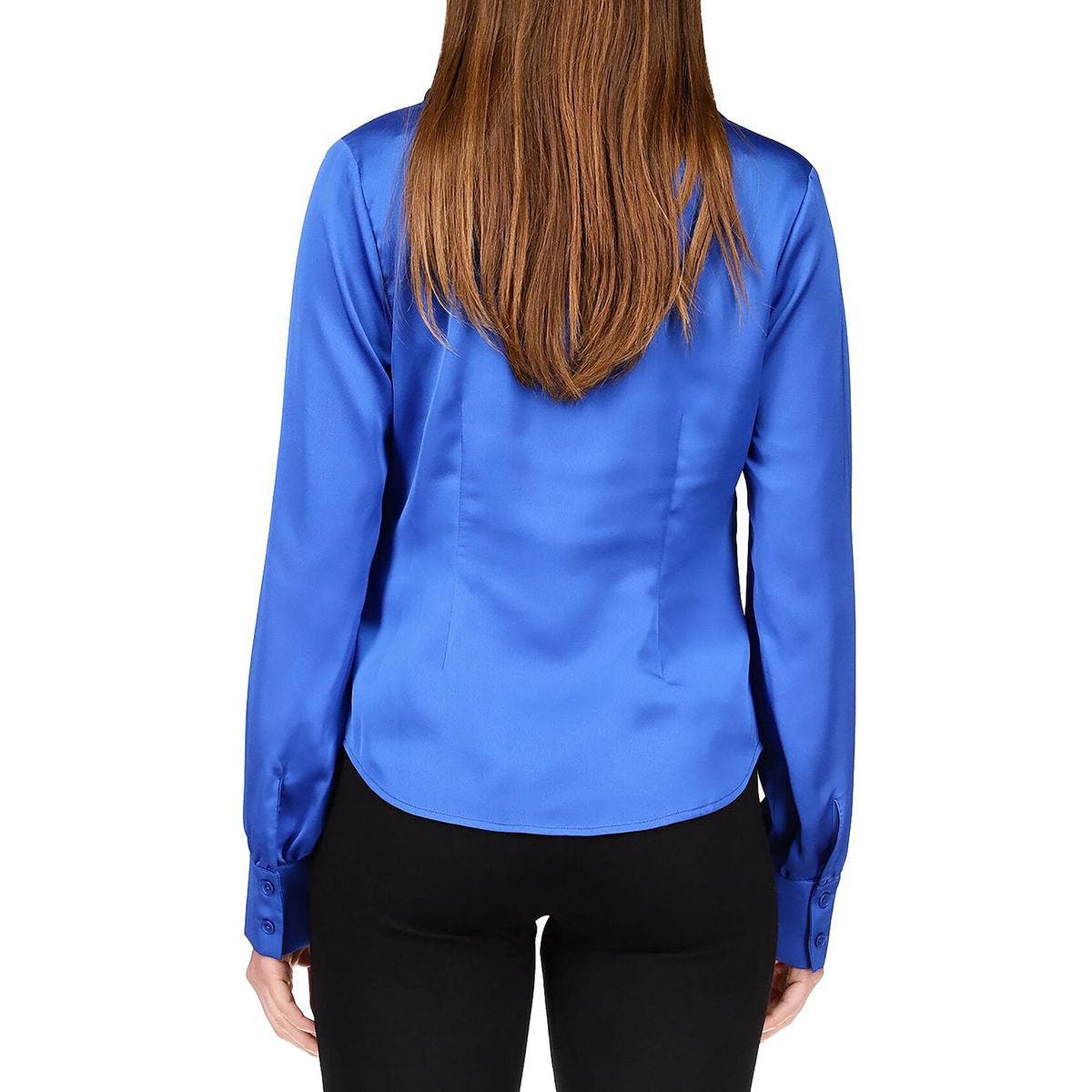 Sanctuary Women's Time To Shine Ruched Button-Down Top Blouse, Galactic Blue XXL