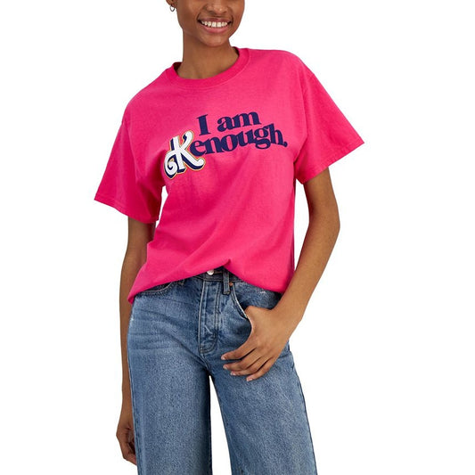 Love Tribe Juniors "I Am Kenough" Barbie Hot Pink Tee Shirt